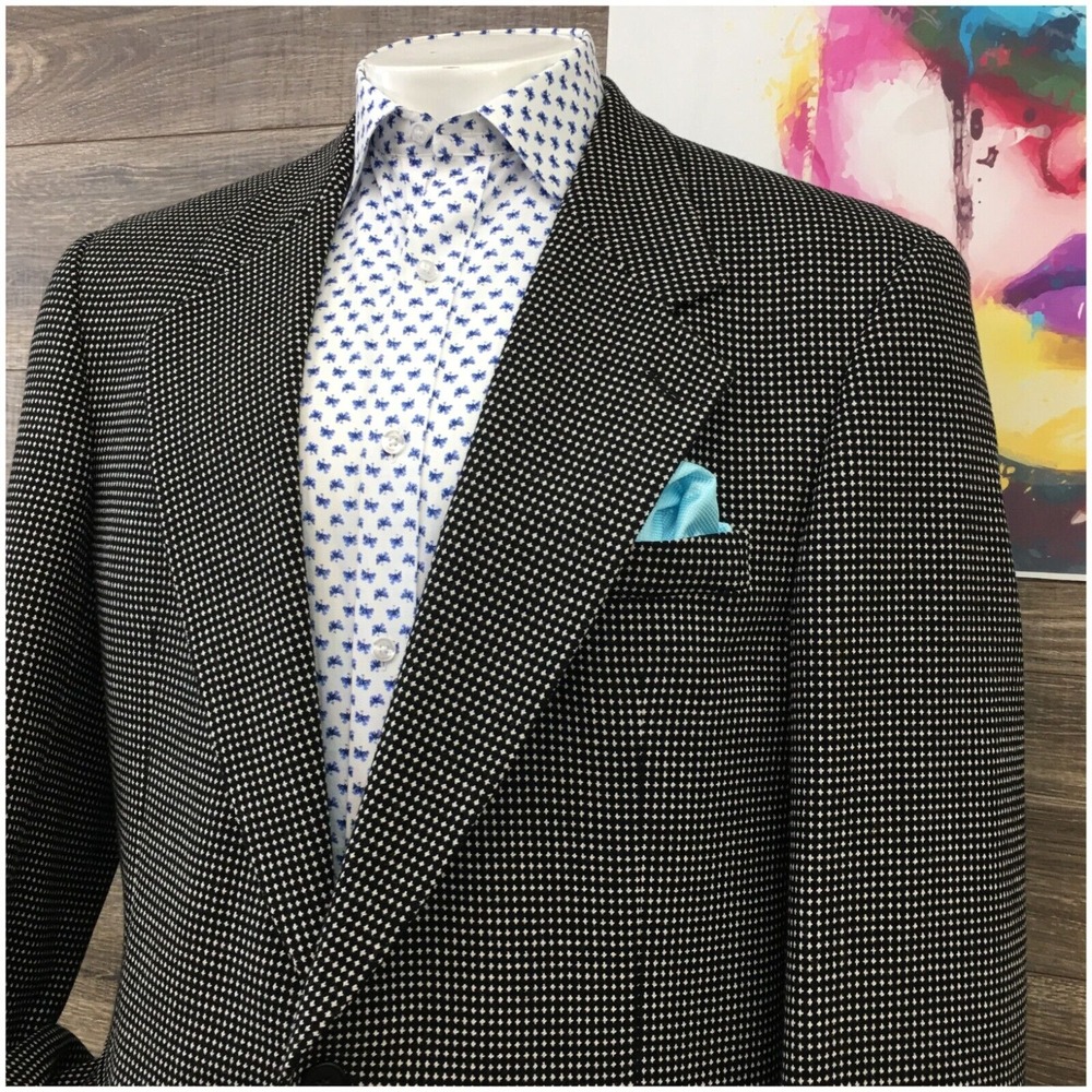 VINTAGE MARIOS Mens Blazer‎ Sport Coat 2 Button Casual Jacket Size 46R Wool Suit - Picture 2 of 12